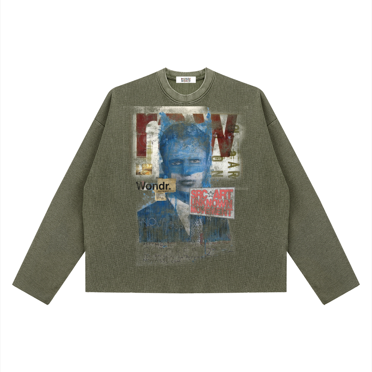 RAW Lost Archive Vintage Wash Boxy Waffle Long Sleeve Shirt