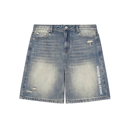 Wondr Faded Distressed Baggy Denim Shorts