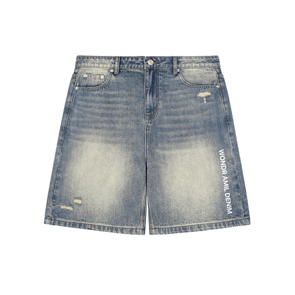 Wondr Faded Distressed Baggy Denim Shorts