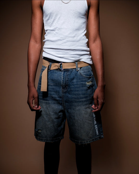 Wondr Faded Distressed Baggy Denim Shorts