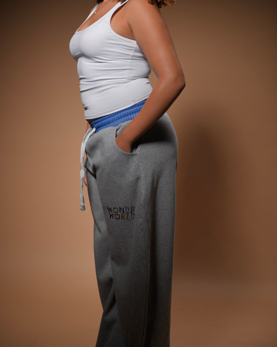 Wondr World Plaid Waistband Sweatpants