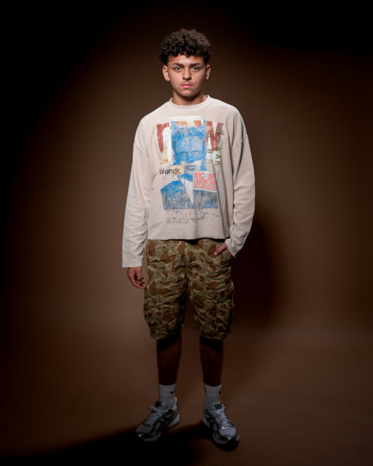 RAW Lost Archive Vintage Wash Boxy Waffle Long Sleeve Shirt